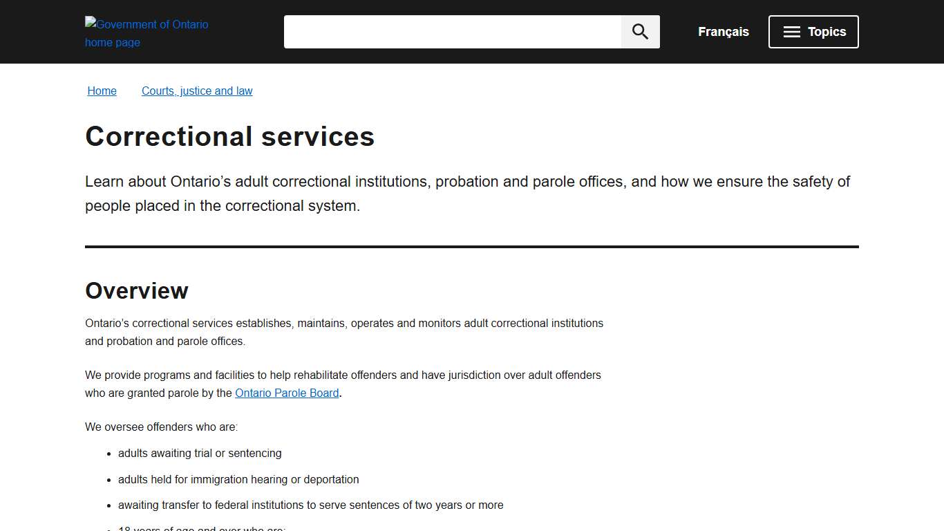 Correctional services ontario.ca